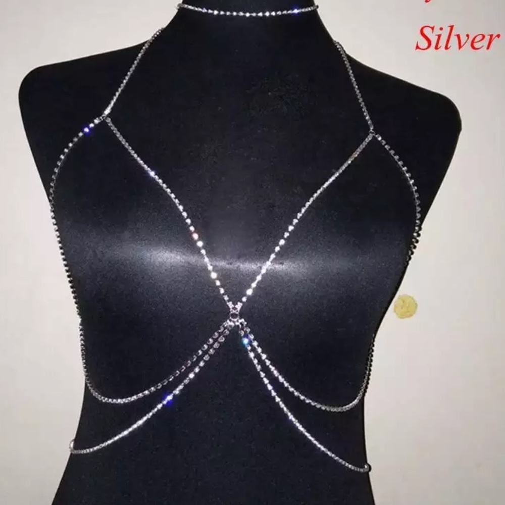 Rhinestone Chain Bra